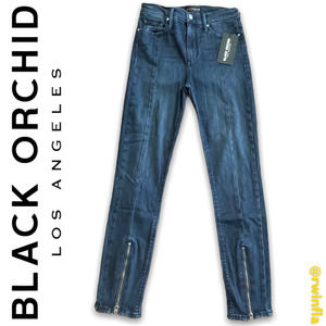 Black Orchid Jeans Nola Zip Seam Super Skinny 26 NWT